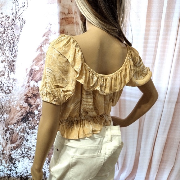Blue B Collection Women's Beige Off Shoulder Ruffle Crop Top - Picture 7 of 13